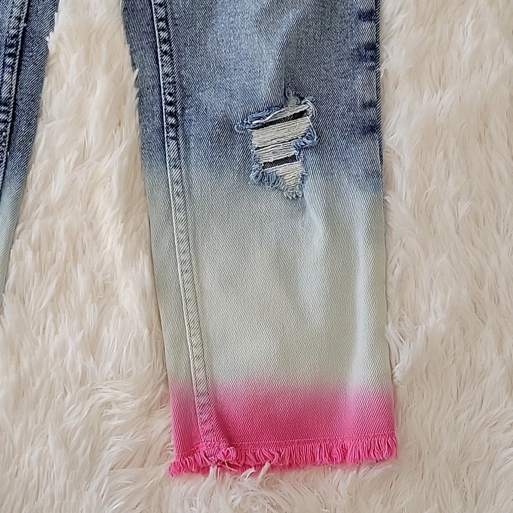 Justice Jeans Bundle 3 Pairs Girls Size 12 Slim Mini Mom Ombre Butterfly Tie Dye